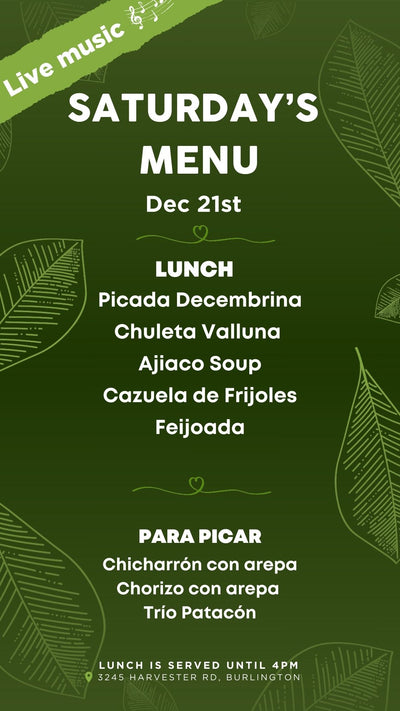 Familia Fine Foods menu sabado diciembre 21