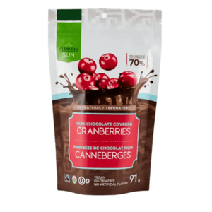 Dark Chocolate Covered Cranberries - Green Sun